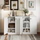 Honhorrs Two-Door Kitchen Base Cabinet with Three Interior Storage Tiers, Soft-Close Hinges and Feet