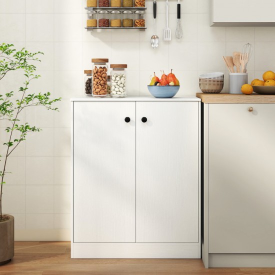 Honhorrs Two-Door Kitchen Base Cabinet with Three Interior Storage Tiers, Soft-Close Hinges and Feet