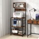 Honhorrs 60-Inch Kitchen Microwave Stand with 4 Open Shelves, Power Strip and 10 Hanging Hooks