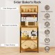 Honhorrs 60-Inch Kitchen Microwave Stand with 4 Open Shelves, Power Strip and 10 Hanging Hooks