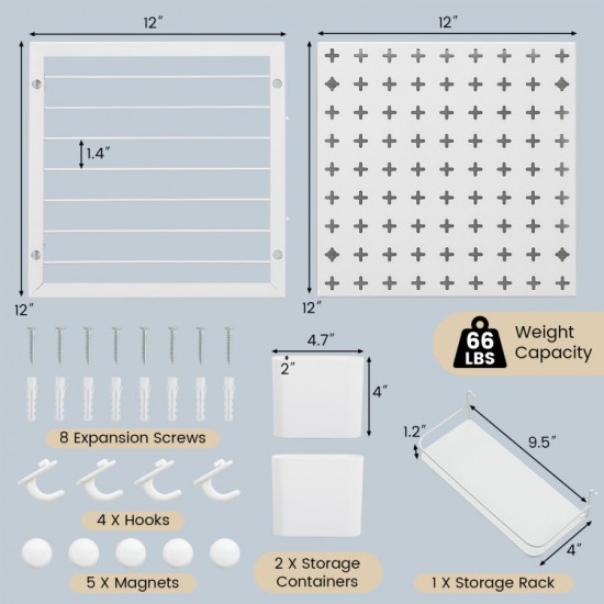 Wall Pegboard Organizer by Honhorrs — Magnetic Attachments, Hanging Hooks and Rounded-Corner Panels