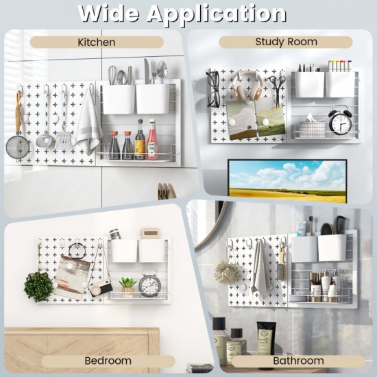 Wall Pegboard Organizer by Honhorrs — Magnetic Attachments, Hanging Hooks and Rounded-Corner Panels