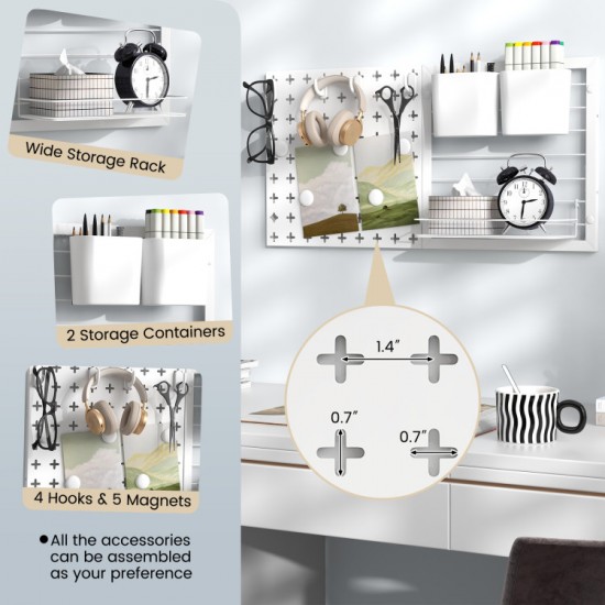 Wall Pegboard Organizer by Honhorrs — Magnetic Attachments, Hanging Hooks and Rounded-Corner Panels