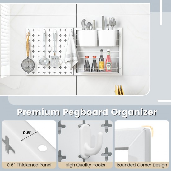 Wall Pegboard Organizer by Honhorrs — Magnetic Attachments, Hanging Hooks and Rounded-Corner Panels