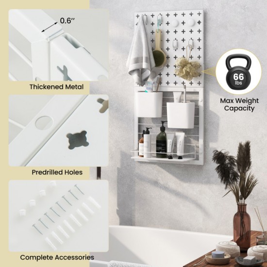 Wall Pegboard Organizer by Honhorrs — Magnetic Attachments, Hanging Hooks and Rounded-Corner Panels