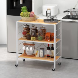 Honhorrs 3-Tier Folding Storage Shelf with 7 Adjustable Positions, Detachable Wheels and Wall Anchor