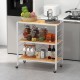 Honhorrs 3-Tier Folding Storage Shelf with 7 Adjustable Positions, Detachable Wheels and Wall Anchor
