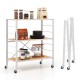Honhorrs 3-Tier Folding Storage Shelf with 7 Adjustable Positions, Detachable Wheels and Wall Anchor