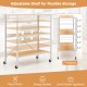 Honhorrs 3-Tier Folding Storage Shelf with 7 Adjustable Positions, Detachable Wheels and Wall Anchor
