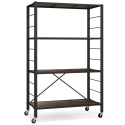 Honhorrs 4-Tier Folding Metal Storage Shelf with 10 Shelf Positions and 2 Lockable Caster Wheels
