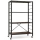 Honhorrs 4-Tier Folding Metal Storage Shelf with 10 Shelf Positions and 2 Lockable Caster Wheels