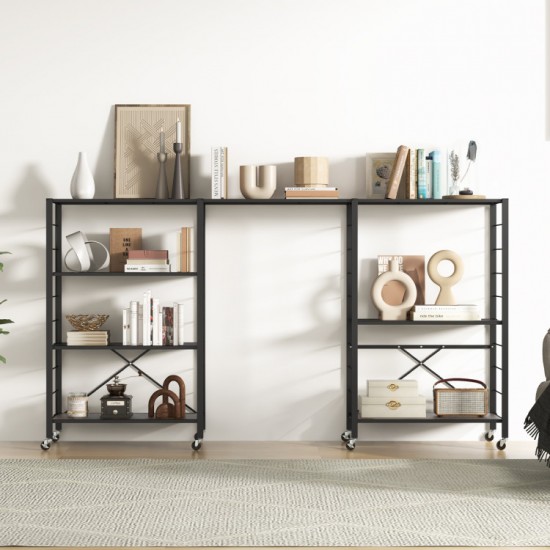 Honhorrs 4-Tier Folding Metal Storage Shelf with 10 Shelf Positions and 2 Lockable Caster Wheels