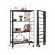 Honhorrs 4-Tier Folding Metal Storage Shelf with 10 Shelf Positions and 2 Lockable Caster Wheels