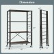Honhorrs 4-Tier Folding Metal Storage Shelf with 10 Shelf Positions and 2 Lockable Caster Wheels