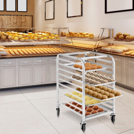 Honhorrs Ten-Level Aluminum Bakery Pan Rack, Open Sheet Storage with Four Casters and Two Brakes
