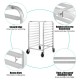 Honhorrs Ten-Level Aluminum Bakery Pan Rack, Open Sheet Storage with Four Casters and Two Brakes