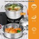 Honhorrs Three-Tier Stainless Steel Steamer, Glass Lid and Stacked Cooking Inserts with Side Handles