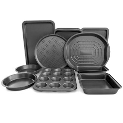Honhorrs 10-Piece Nonstick Bakeware Set with Cake Pans, Cookie Sheets, Cupcake Tray and Crisper