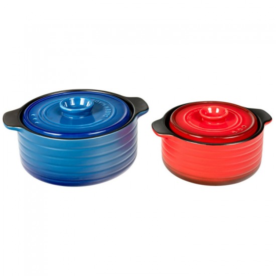 Honhorrs Ceramic Cooking Pot and Lid Set with Insulated Handles and Raindrop-Pattern Lid Interior