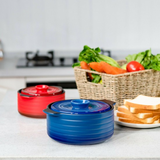 Honhorrs Ceramic Cooking Pot and Lid Set with Insulated Handles and Raindrop-Pattern Lid Interior