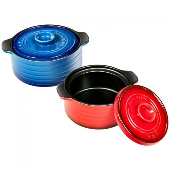 Honhorrs Ceramic Cooking Pot and Lid Set with Insulated Handles and Raindrop-Pattern Lid Interior