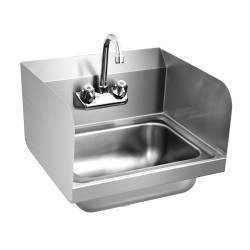 Honhorrs Wall-Mounted Stainless Steel Hand-Washing Sink, Swivel Gooseneck Faucet and Side Splashes