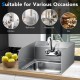 Honhorrs Wall-Mounted Stainless Steel Hand-Washing Sink, Swivel Gooseneck Faucet and Side Splashes