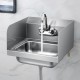 Honhorrs Wall-Mounted Stainless Steel Hand-Washing Sink, Swivel Gooseneck Faucet and Side Splashes
