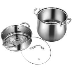 XVX Two-Tier Stainless Steel Steamer with 4.2 qt Bottom Pot, 2 qt Insert and Glass Viewing Lid