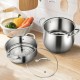 Honhorrs Two-Tier Stainless Steel Steamer with 4.2 qt Bottom Pot, 2 qt Insert and Glass Viewing Lid