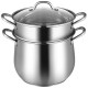 Honhorrs Two-Tier Stainless Steel Steamer with 4.2 qt Bottom Pot, 2 qt Insert and Glass Viewing Lid