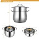 Honhorrs Two-Tier Stainless Steel Steamer with 4.2 qt Bottom Pot, 2 qt Insert and Glass Viewing Lid