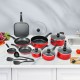 Honhorrs 17-Piece Hard-Anodized Nonstick Cookware Set with Frying Pans, Covered Pots and Utensils