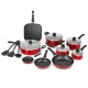 Honhorrs 17-Piece Hard-Anodized Nonstick Cookware Set with Frying Pans, Covered Pots and Utensils
