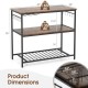 Honhorrs Kitchen Prep Island with Metal Frame, Lower Storage Shelves, Wine Rack and Adjustable Feet