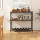 Honhorrs Kitchen Prep Island with Metal Frame, Lower Storage Shelves, Wine Rack and Adjustable Feet