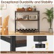 Honhorrs Kitchen Prep Island with Metal Frame, Lower Storage Shelves, Wine Rack and Adjustable Feet