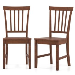 Honhorrs Pair of Wooden Dining Chairs, Rubberwood Legs and Inclined Backrests for Kitchen Seating