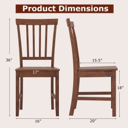 Honhorrs Pair of Wooden Dining Chairs, Rubberwood Legs and Inclined Backrests for Kitchen Seating