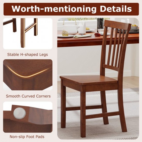 Honhorrs Pair of Wooden Dining Chairs, Rubberwood Legs and Inclined Backrests for Kitchen Seating
