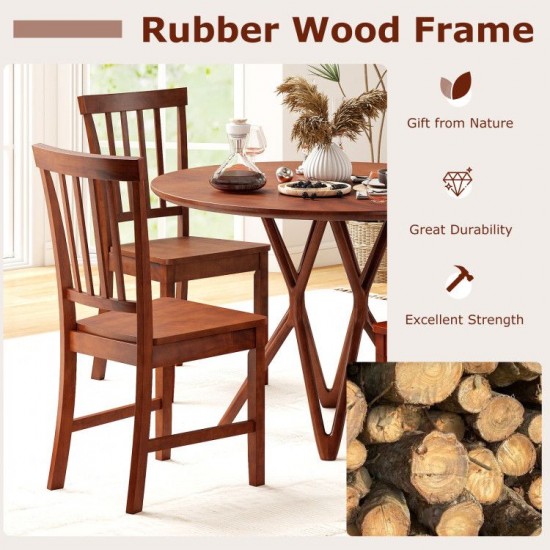 Honhorrs Pair of Wooden Dining Chairs, Rubberwood Legs and Inclined Backrests for Kitchen Seating