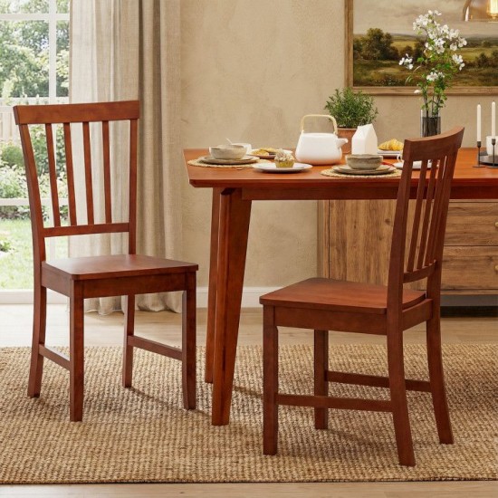 Honhorrs Pair of Wooden Dining Chairs, Rubberwood Legs and Inclined Backrests for Kitchen Seating