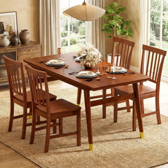 Honhorrs Pair of Wooden Dining Chairs, Rubberwood Legs and Inclined Backrests for Kitchen Seating