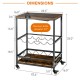 Honhorrs Rolling Bar Cart, Five-Bottle Wine Rack and Hanging Glass Holders with a Guarded Lower Tier