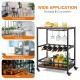 Honhorrs Rolling Bar Cart, Five-Bottle Wine Rack and Hanging Glass Holders with a Guarded Lower Tier