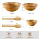 Honhorrs Eight-Piece Bamboo Salad Serving Set: Large Sharing Bowl, Individual Bowls, Spoon and Fork