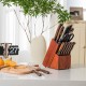 Honhorrs 15-Piece Kitchen Knife Set, Hammered Blades with Hardwood Grips, Shears and Sharpening Rod