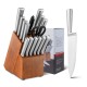 Honhorrs Sixteen-Piece Stainless Steel Knife Collection, Rubberwood Block with Shears and Sharpener