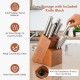 Honhorrs Sixteen-Piece Stainless Steel Knife Collection, Rubberwood Block with Shears and Sharpener