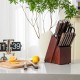 Honhorrs Fifteen-Piece Kitchen Knife Block Set, Hammered Blades with Hardwood Handles and Sharpener